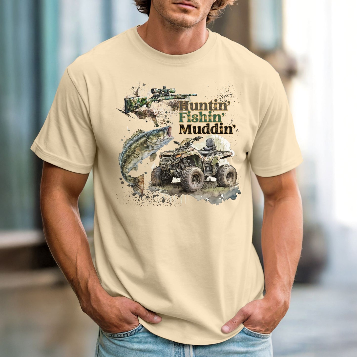 Huntin Fishin Muddin – Comfort Colors 1717 Vintage Heavyweight Tee
