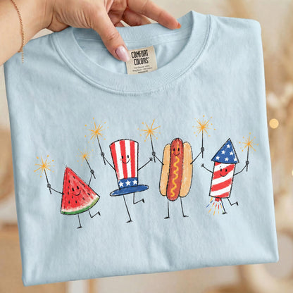 4th of July Doodle Kids Comfort Colors Tee