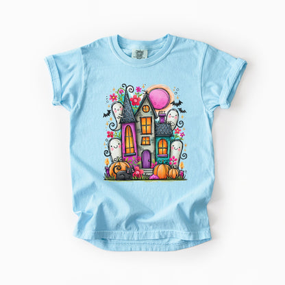 Cute Haunted House Kids Comfort Colors Tee | Youth XS–XL