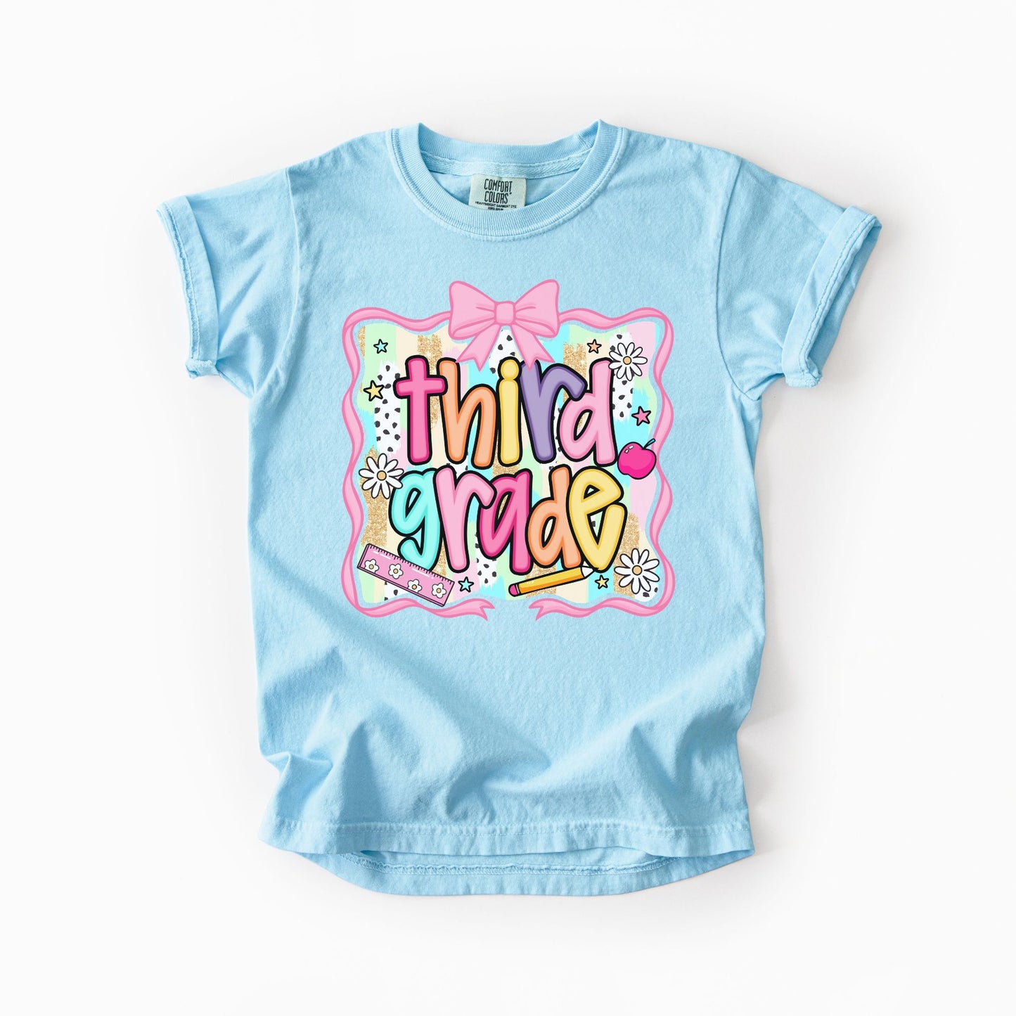 Girls Back to School Comfort Colors Tee – Bold Neon Grade Design