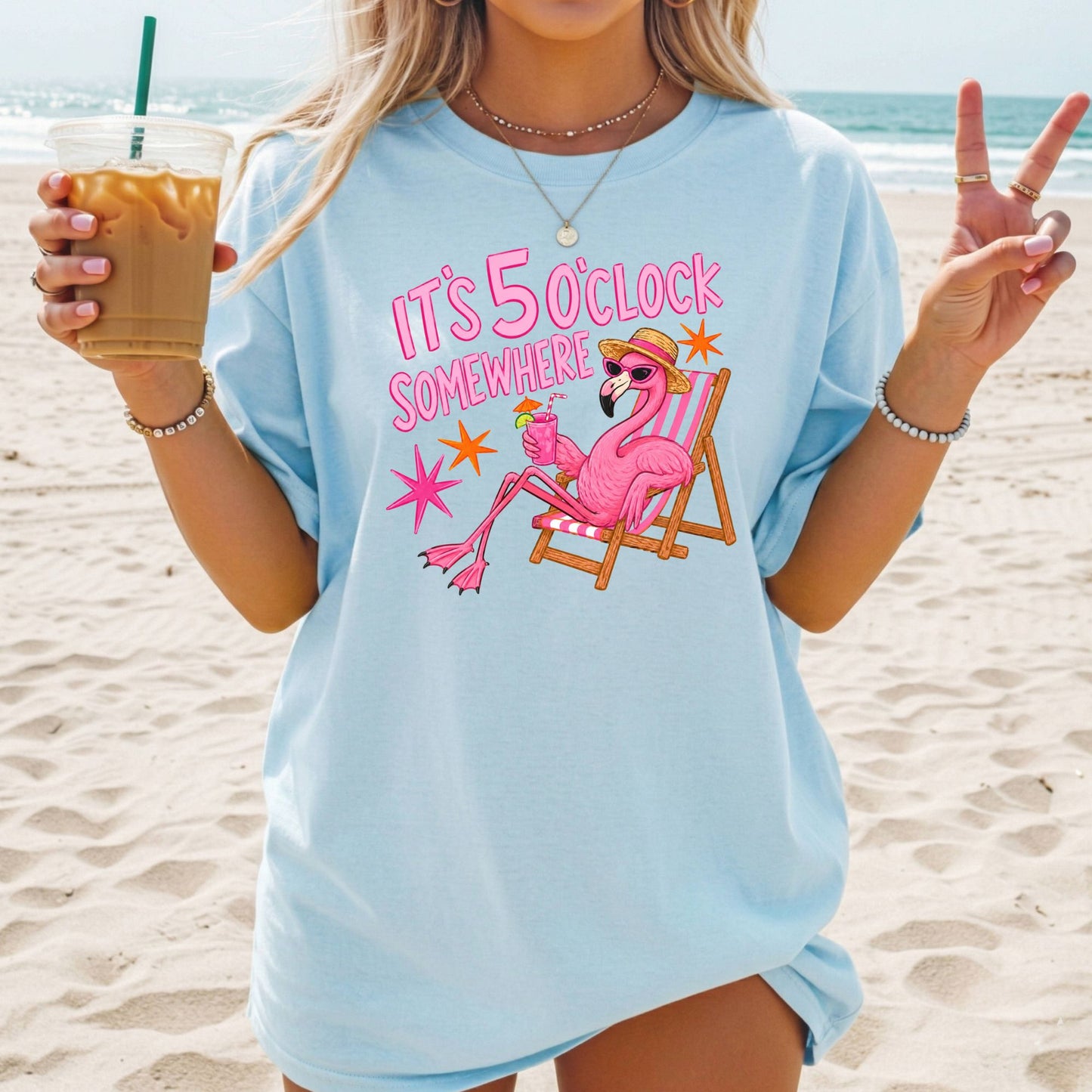 It's 5:00 Somewhere Flamingo Comfort Colors Tee