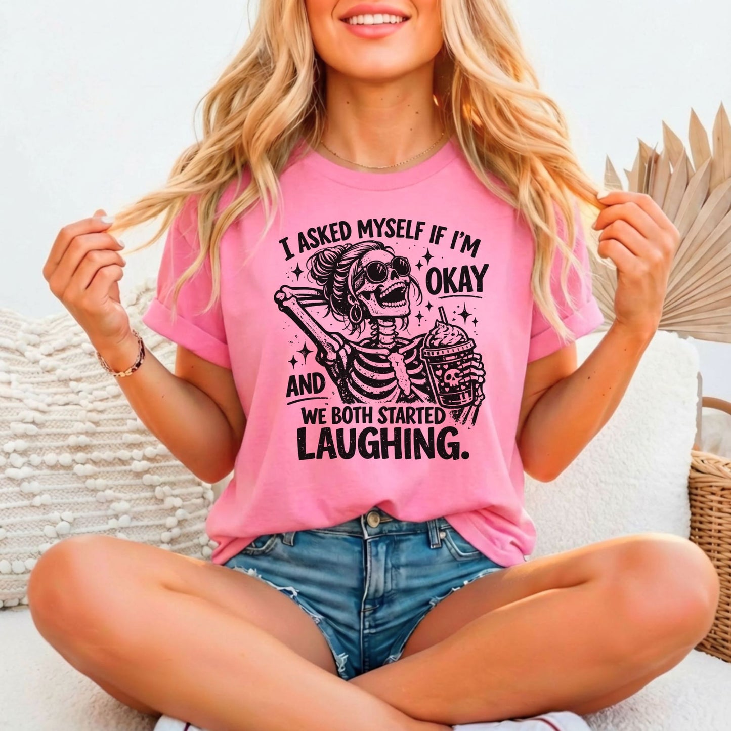 I asked Myself if I'm Okay Relaxed Fitted Bella Canvas Graphic T-shirt