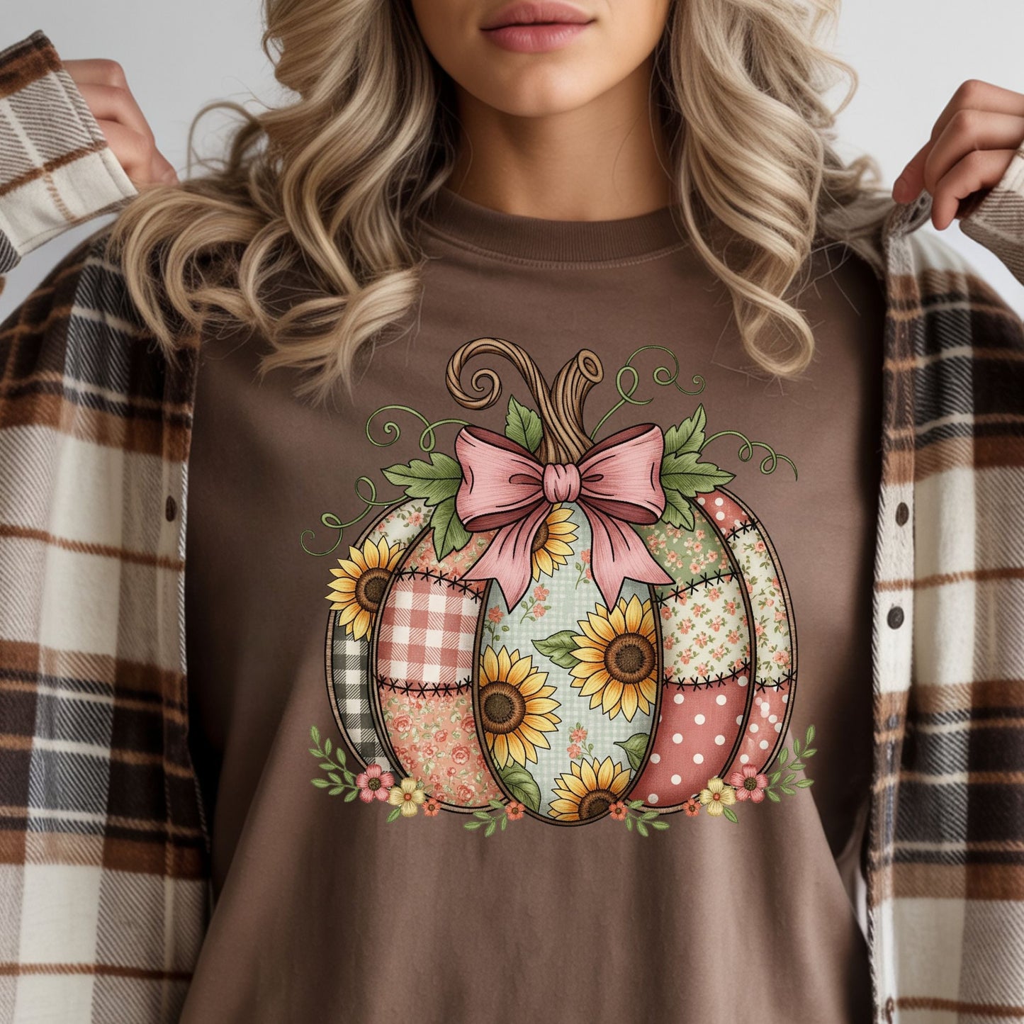 Pink Patchwork Pumpkin Comfort Colors Tee – Peanut Bubba Print Shop
