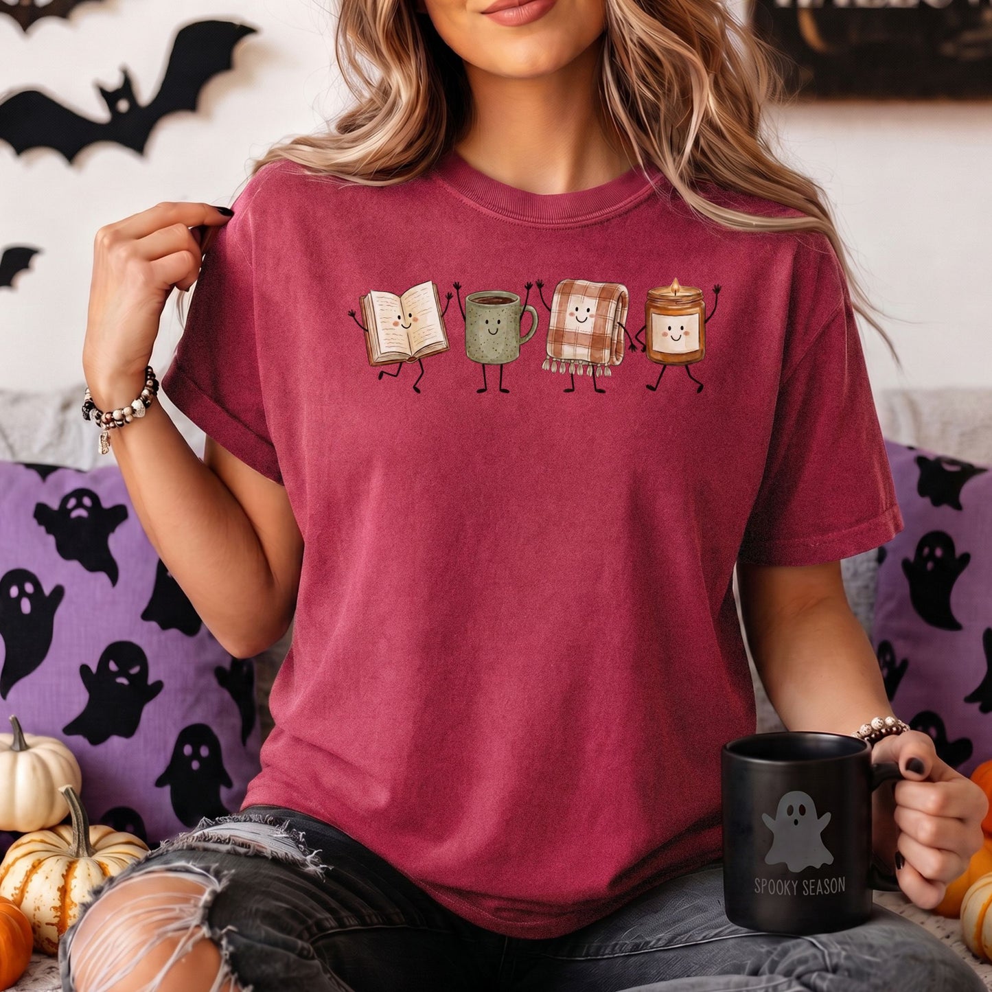 Fall Book Lover Comfort Colors Tee - Fall Doodles