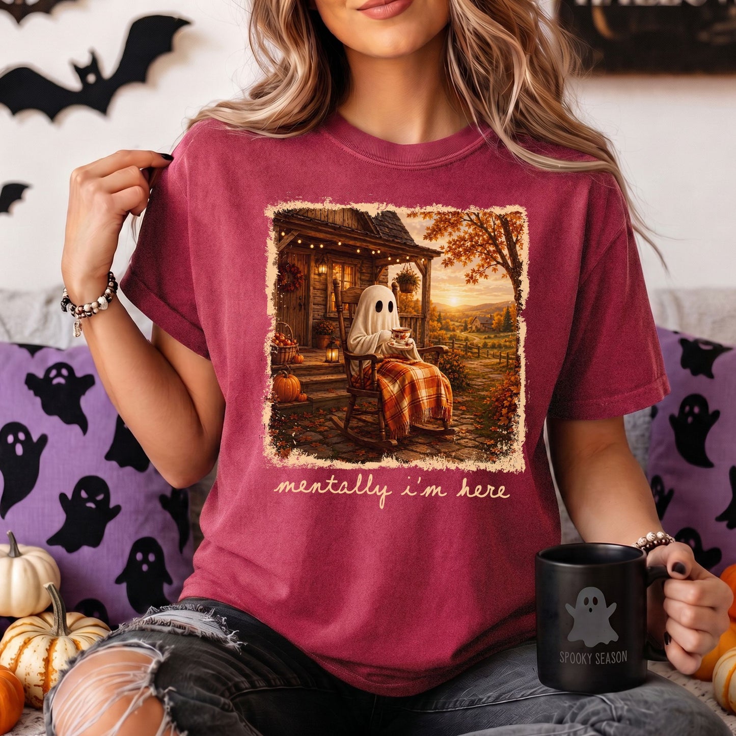 I'm Mentally Here | Summerween Ghost Tee