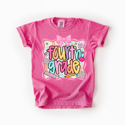 Girls Back to School Comfort Colors Tee – Bold Neon Grade Design