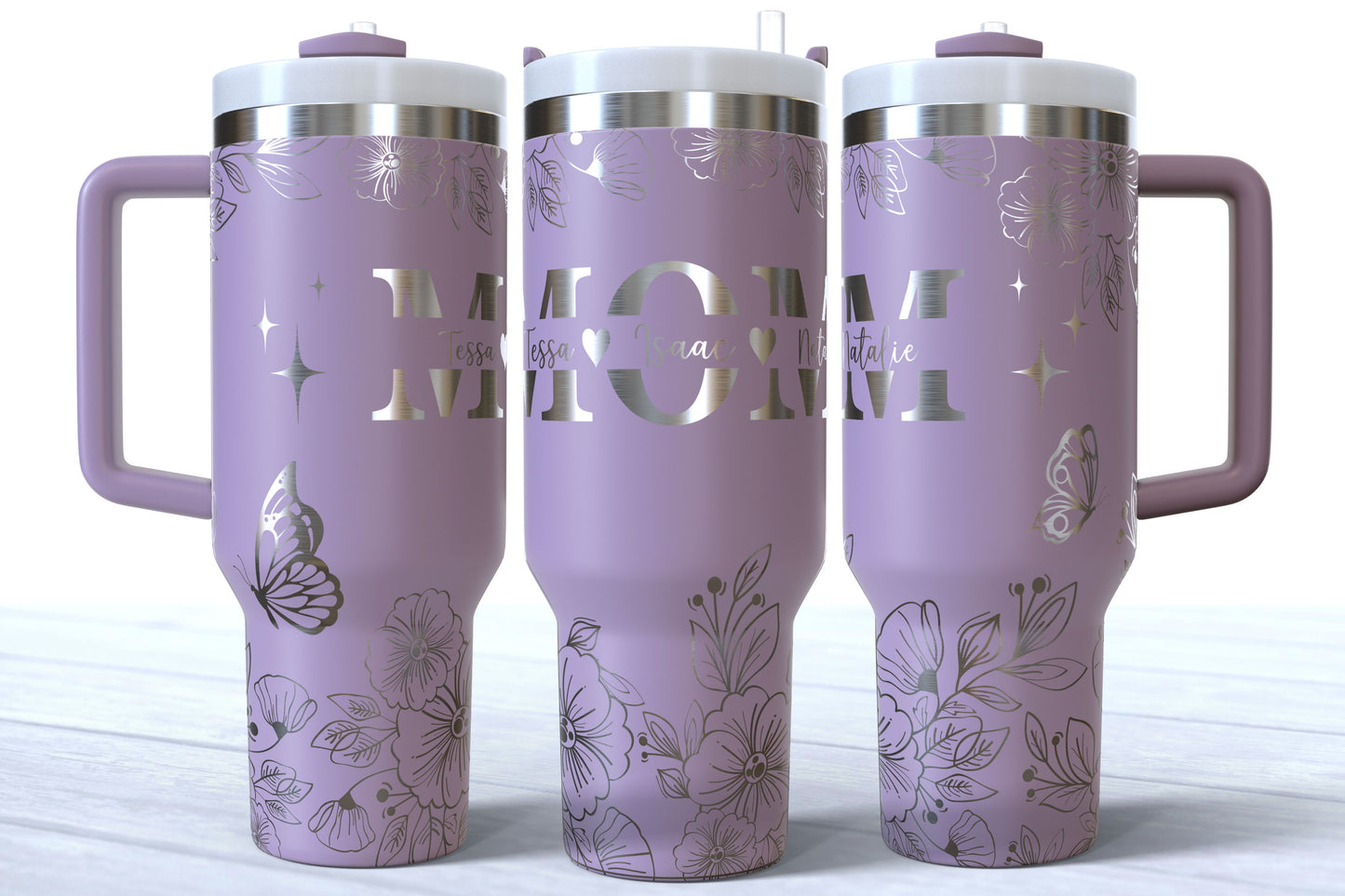 Floral MOM 40oz Hogg Tumbler | Personalized Kids Names | Spring Pastel Colors