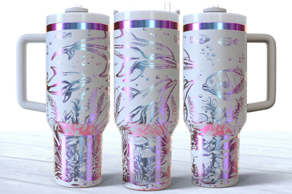Dolphin Laser Engraved Makerflo Tumbler | Silver, Gold & Rainbow Plated