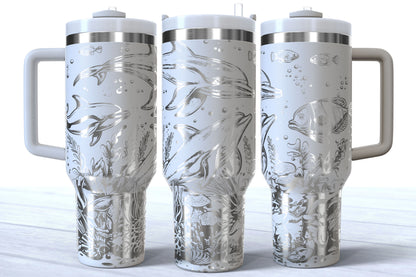 Dolphin Laser Engraved Makerflo Tumbler | Silver, Gold & Rainbow Plated