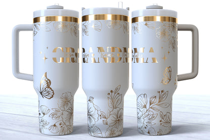 GRANDMA Personalized Makerflo Tumbler | Kids Name | Silver, Gold & Rainbow Plated