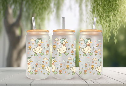 Daisy Geese Glass Can