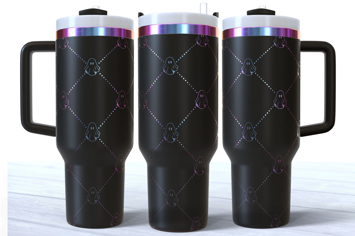 Ghost Coquette Laser Engraved Tumbler | Silver, Gold & Rainbow Plated