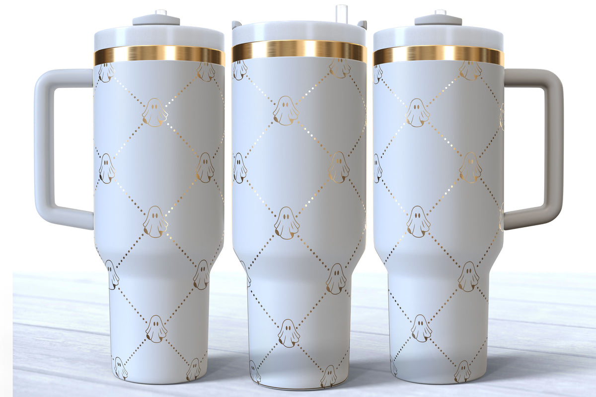 Ghost Coquette Laser Engraved Tumbler | Silver, Gold & Rainbow Plated