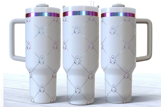 Ghost Coquette Laser Engraved Tumbler | Silver, Gold & Rainbow Plated