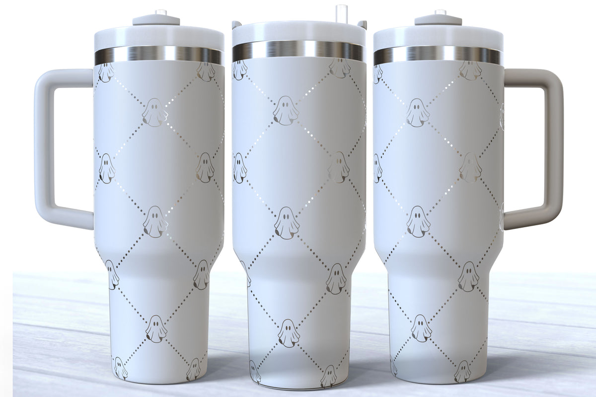 Ghost Coquette Laser Engraved Tumbler | Silver, Gold & Rainbow Plated