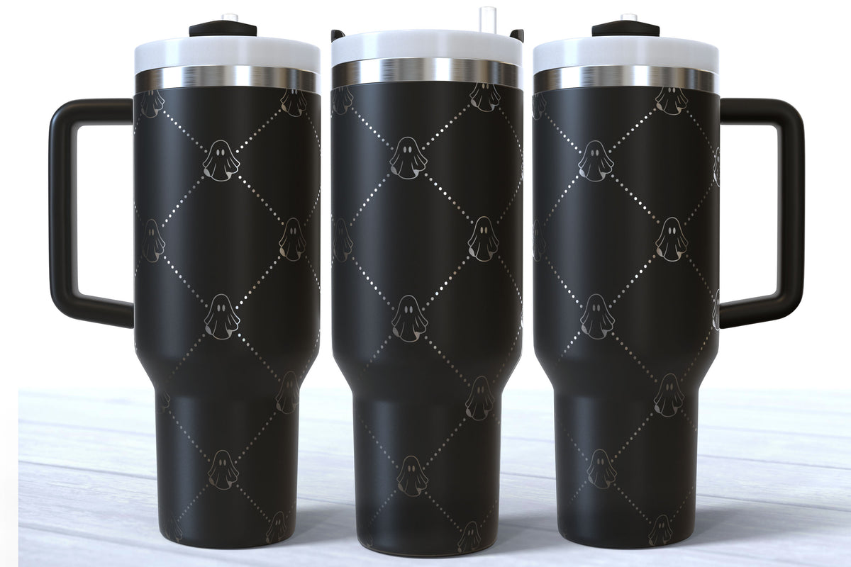Ghost Coquette Laser Engraved Tumbler | Silver, Gold & Rainbow Plated