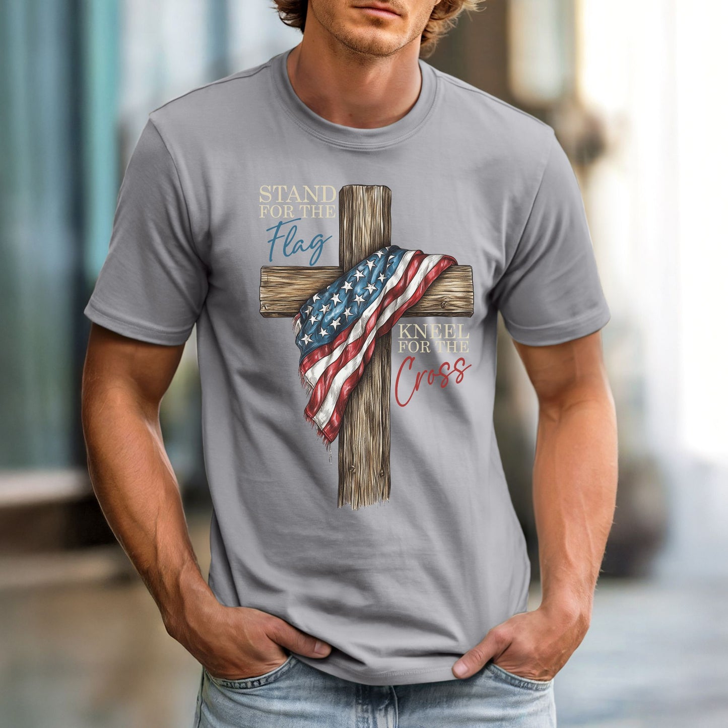 Stand For the Flag, Kneel for the Cross Comfort Colors Vintage Heavyweight Unisex Tee