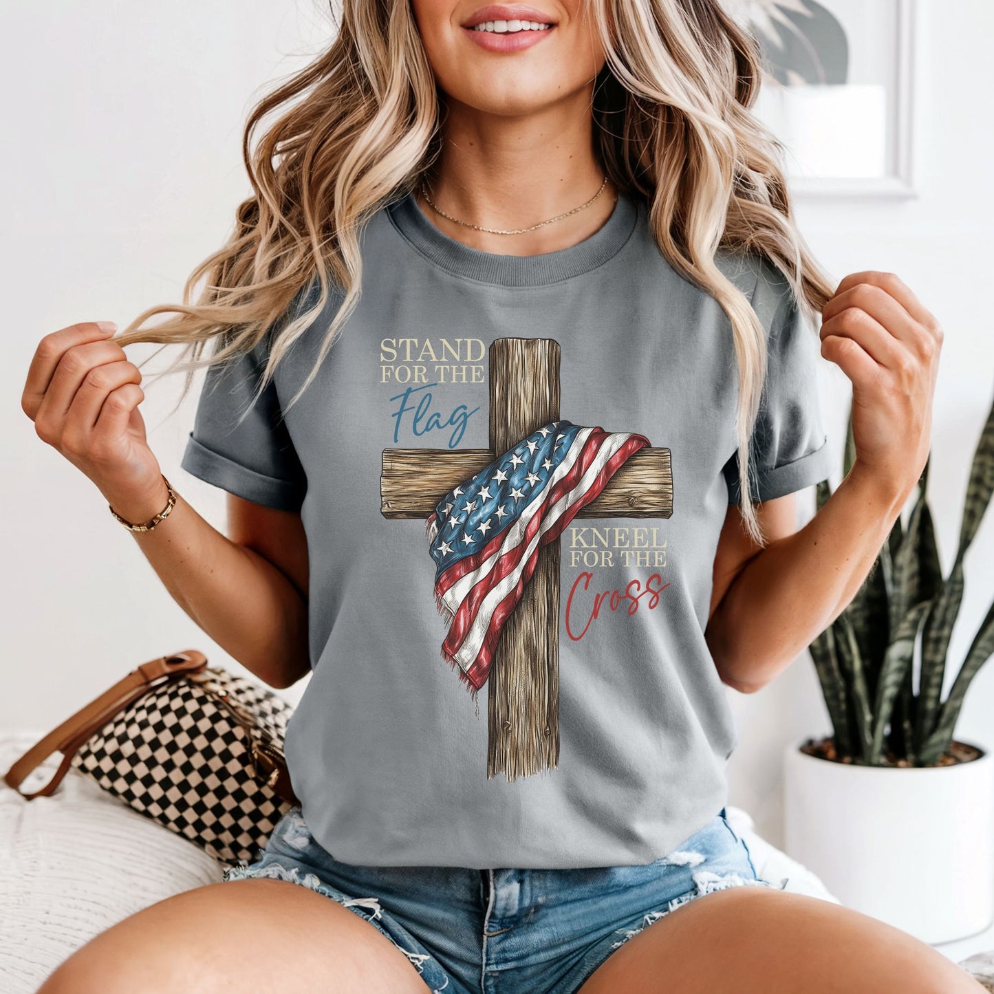 Stand For the Flag, Kneel for the Cross | Women's Comfort Colors Vintage Heavyweight Tee