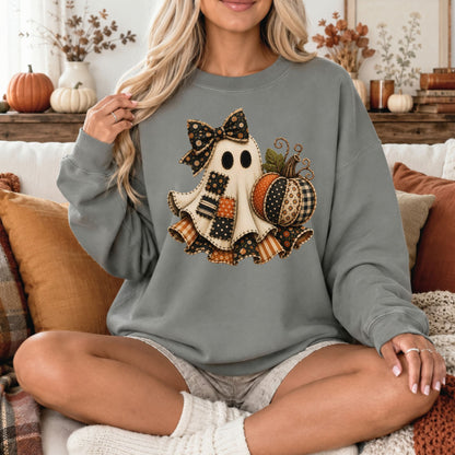 Patchwork Ghost Halloween Comfort Colors Tee, Long Sleeve or Sweatshirt | C1717, 4410 & 1566