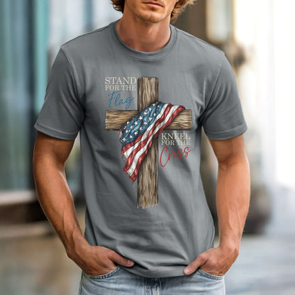 Stand For the Flag, Kneel for the Cross Comfort Colors Vintage Heavyweight Unisex Tee