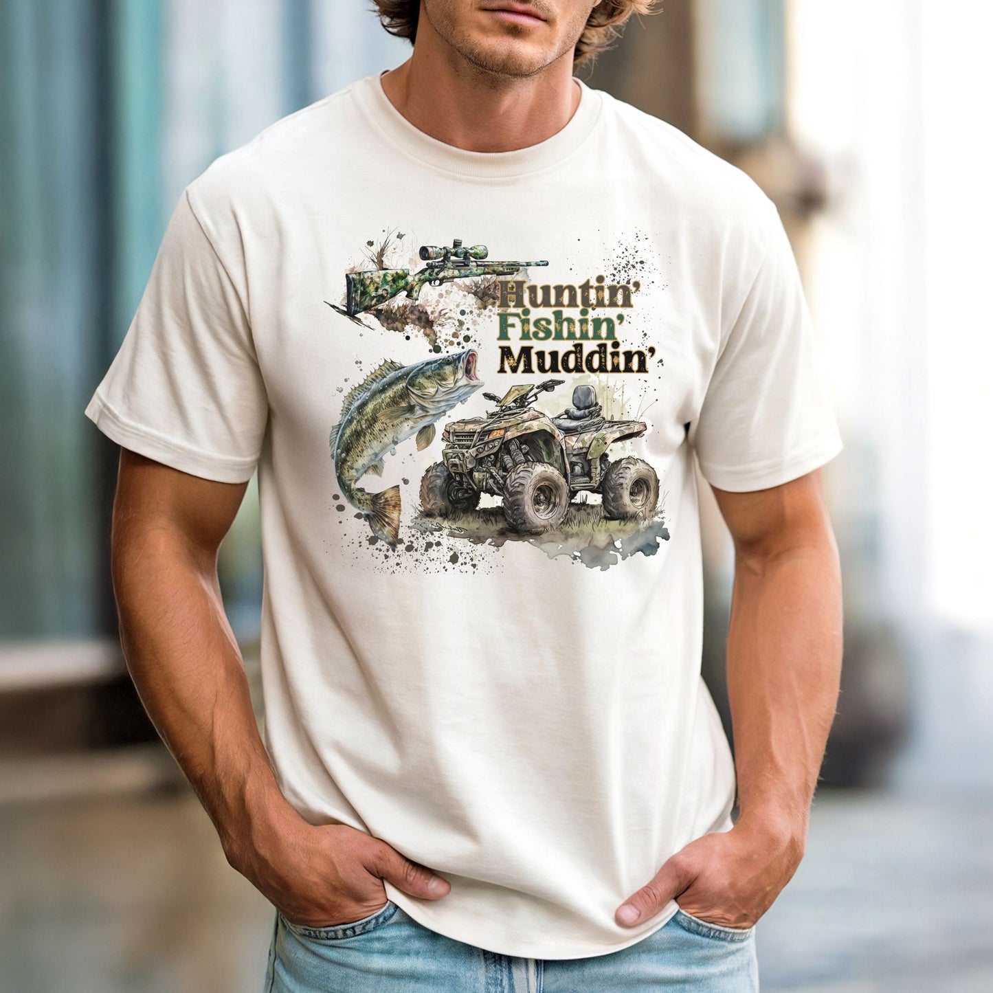 Huntin Fishin Muddin – Comfort Colors 1717 Vintage Heavyweight Tee