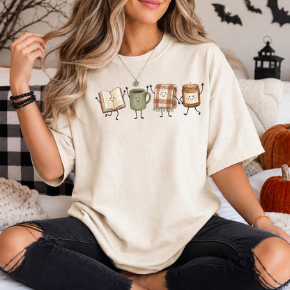 Fall Book Lover Comfort Colors Tee - Fall Doodles