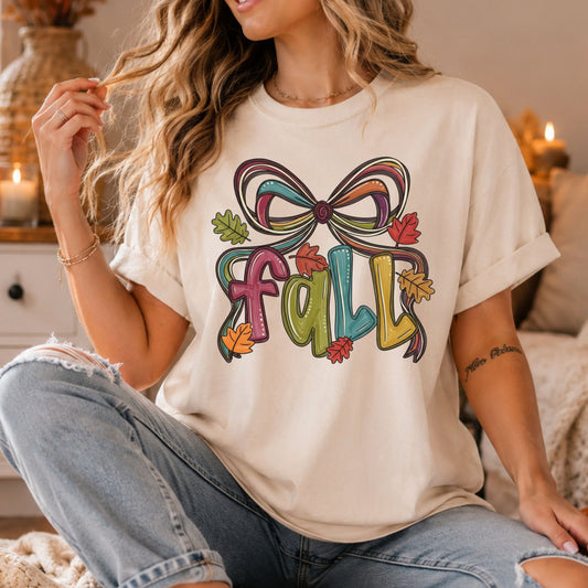 Cute Fall Bow Comfort Colors Tee or Swea