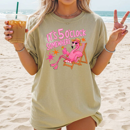It's 5:00 Somewhere Flamingo Comfort Colors Tee