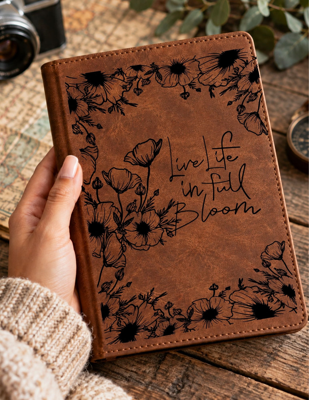 Leatherette Journal - Live Life In Full Bloom