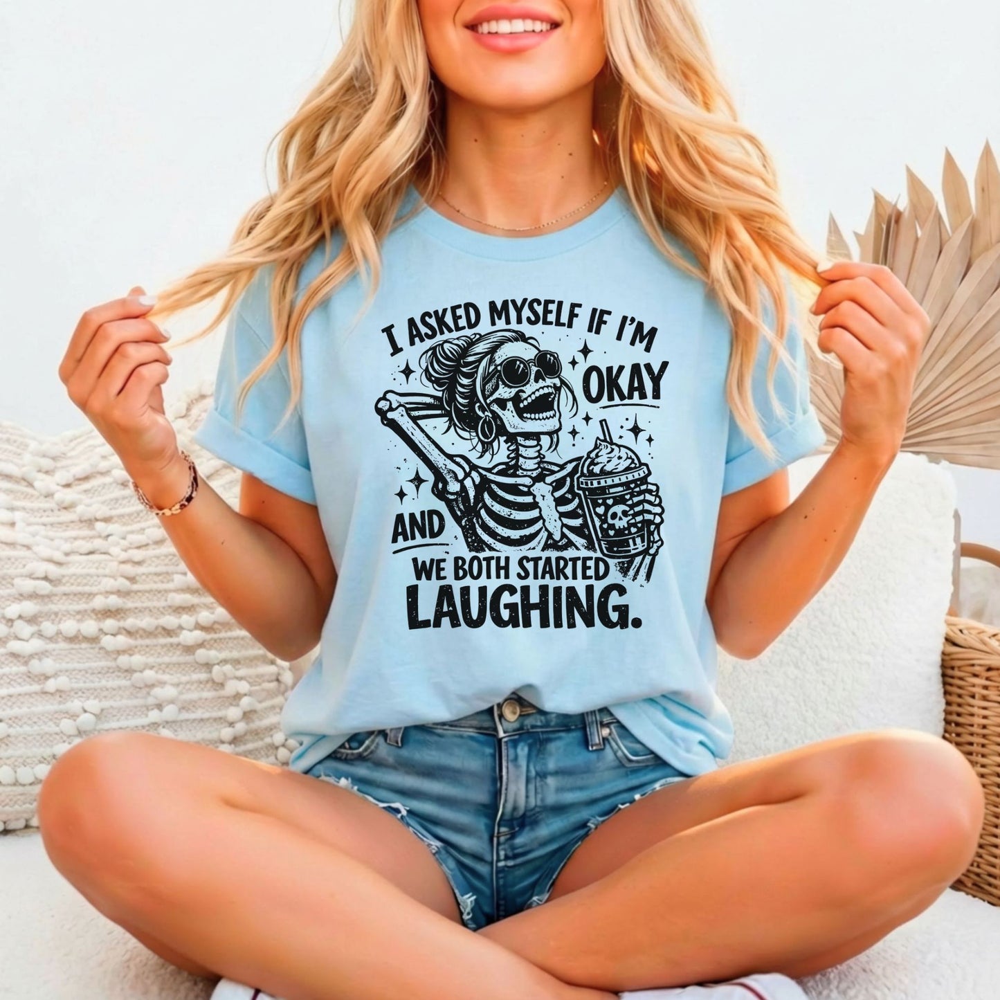 I asked Myself if I'm Okay Relaxed Fitted Bella Canvas Graphic T-shirt