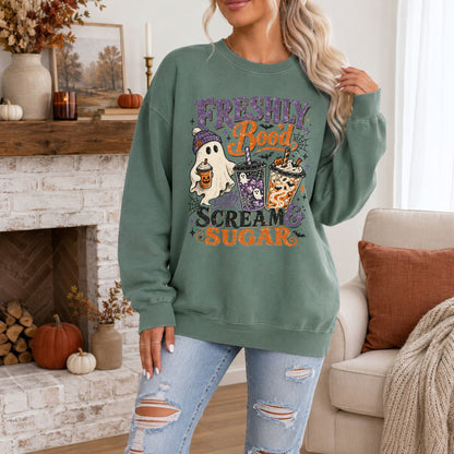 Freshly Boo'd With Scream and Sugar Comfort Colors Tee or Sweatshirt