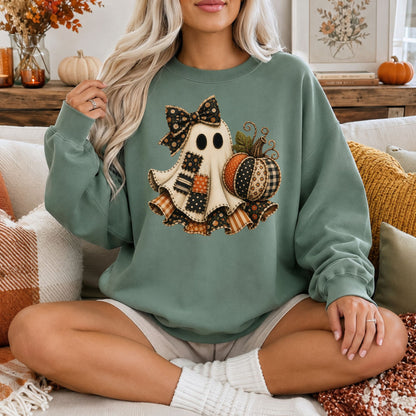 Patchwork Ghost Halloween Comfort Colors Tee, Long Sleeve or Sweatshirt | C1717, 4410 & 1566