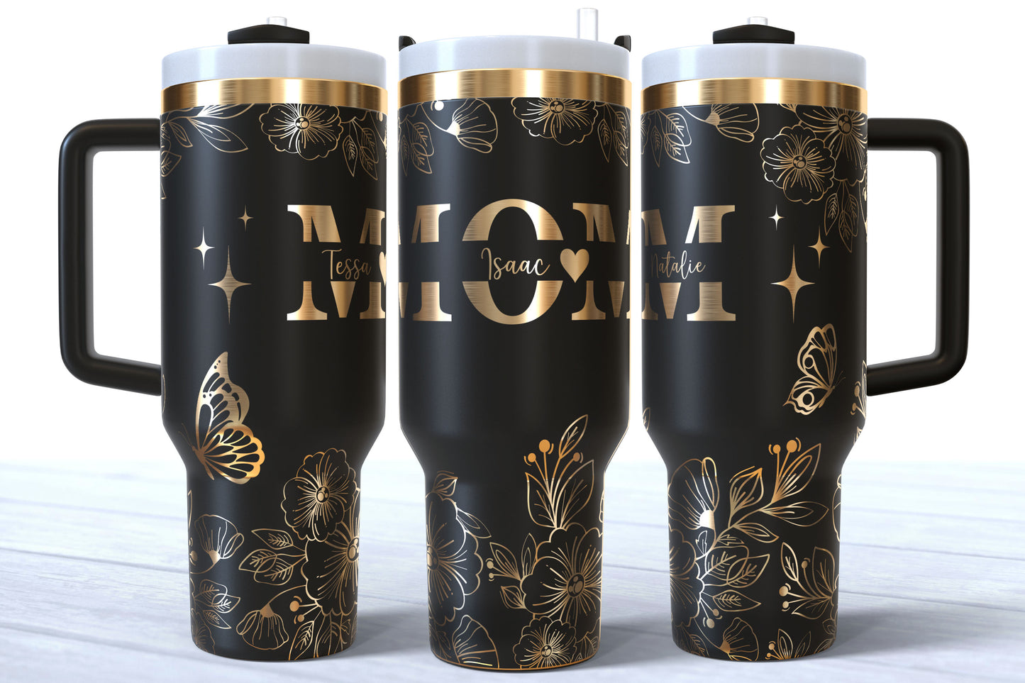 Mother's Day Personalized Makerflo Tumbler | Kids Name | MOM | Silver, Gold & Rainbow Plated