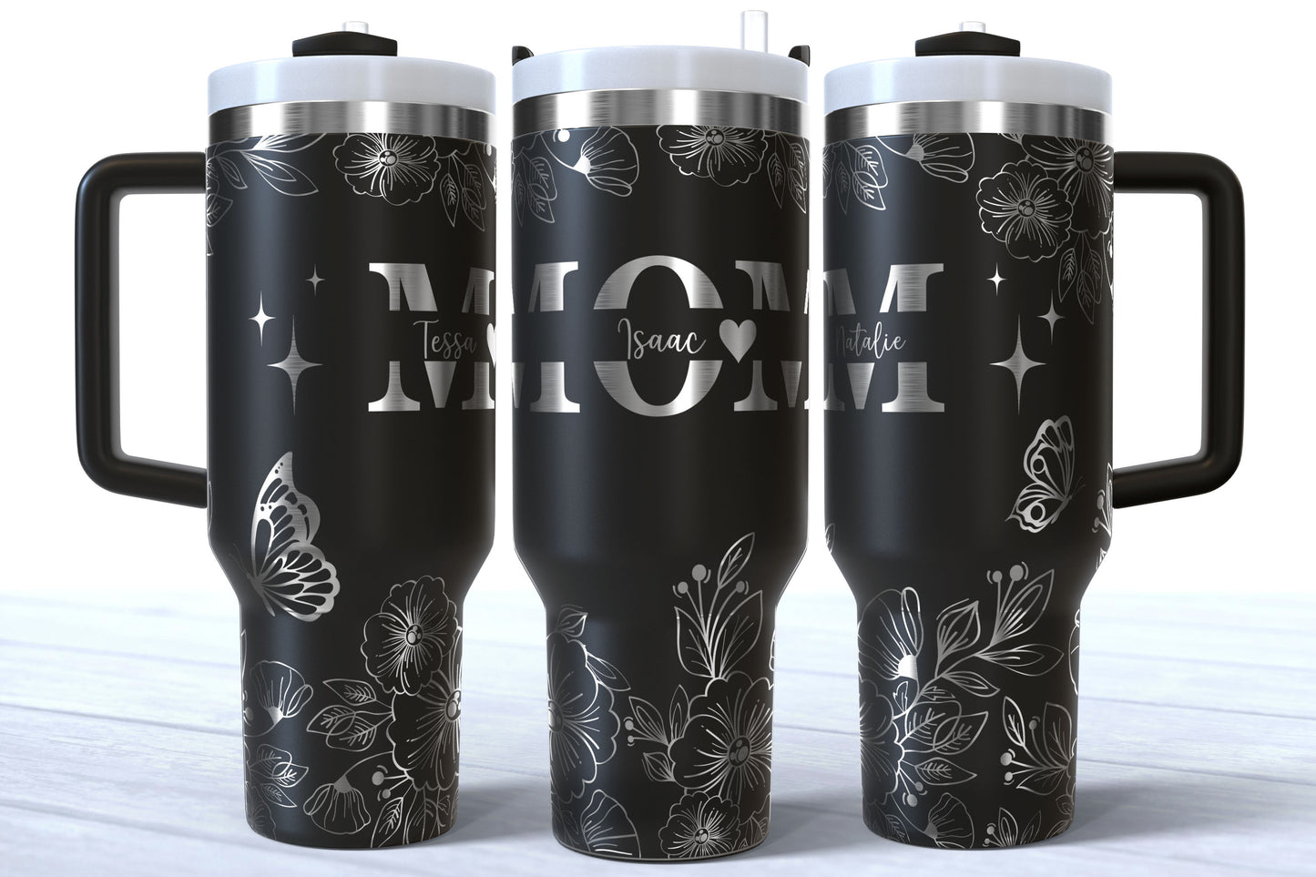Mother's Day Personalized Makerflo Tumbler | Kids Name | MOM | Silver, Gold & Rainbow Plated