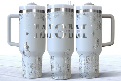 Mother's Day Personalized Makerflo Tumbler | Kids Name | MOM | Silver, Gold & Rainbow Plated