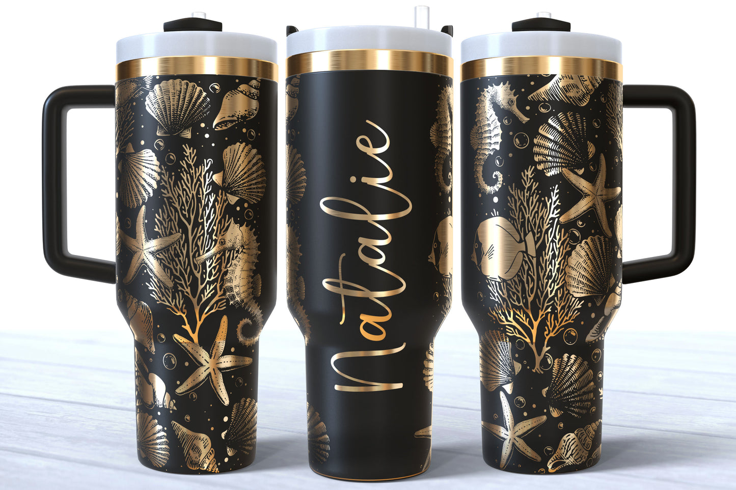 Personalized Beach Tumbler | Laser Engraved 40oz Custom Name