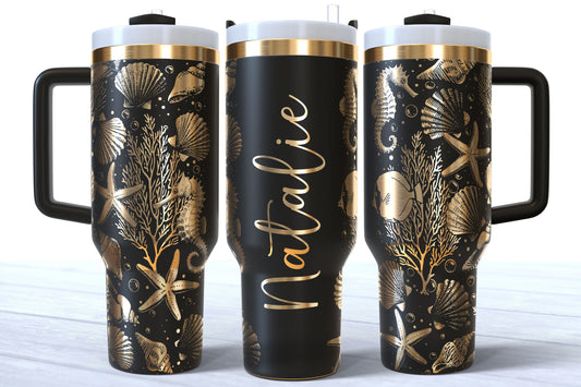Personalized Beach Tumbler | Laser Engraved 40oz Custom Name