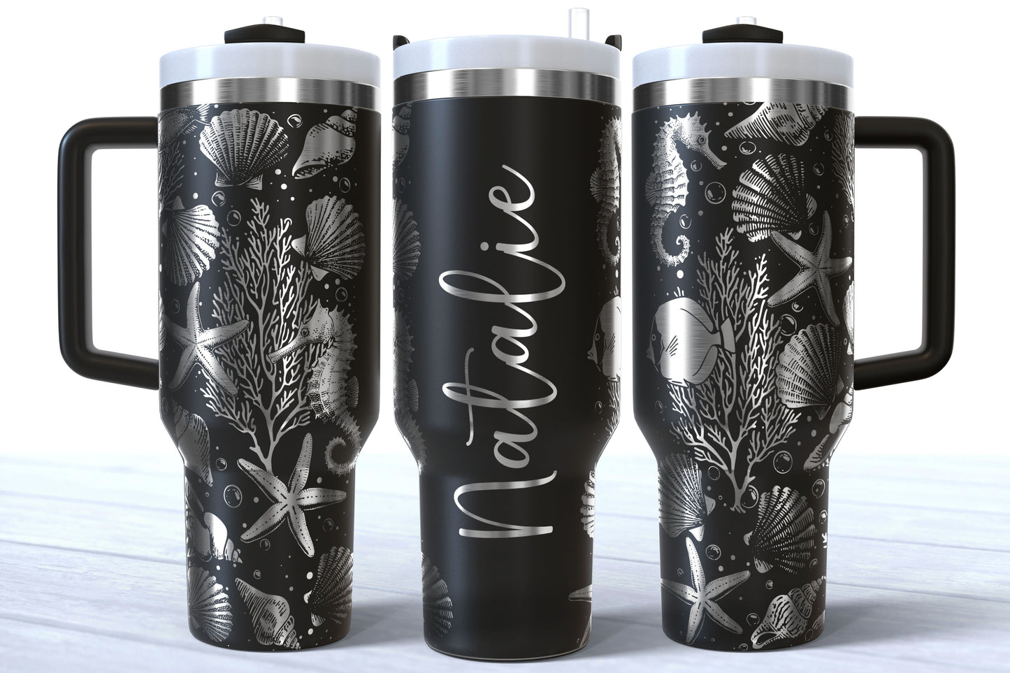 Personalized Beach Tumbler | Laser Engraved 40oz Custom Name
