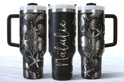 Personalized Beach Tumbler | Laser Engraved 40oz Custom Name