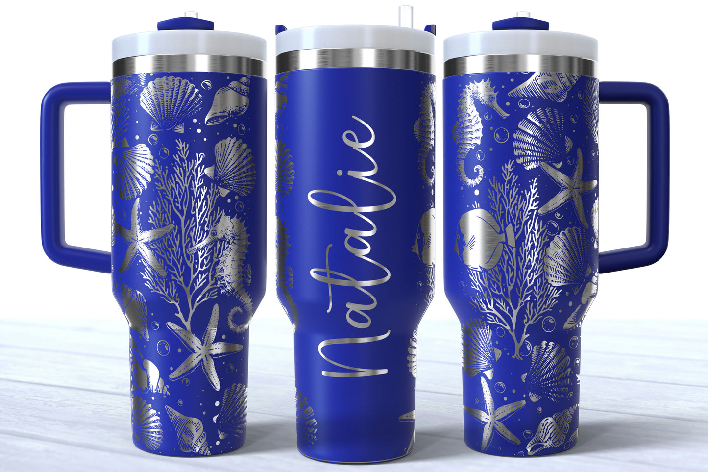 Personalized Beach Tumbler | Laser Engraved 40oz Custom Name