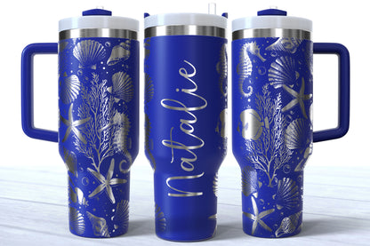 Personalized Beach Tumbler | Laser Engraved 40oz Custom Name