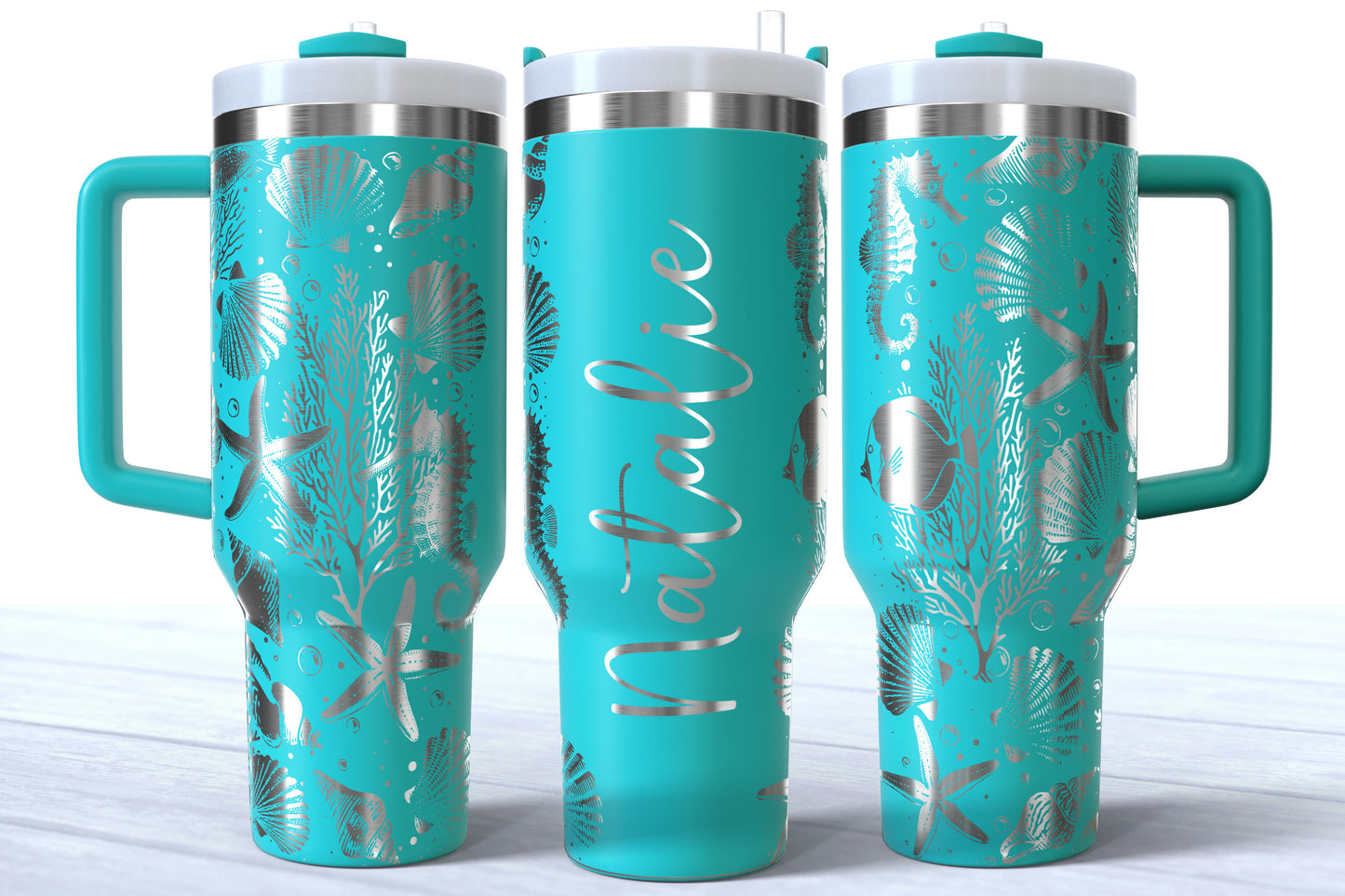 Personalized Beach Tumbler | Laser Engraved 40oz Custom Name