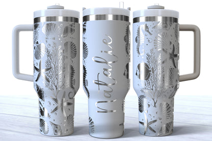 Personalized Beach Tumbler | Laser Engraved 40oz Custom Name