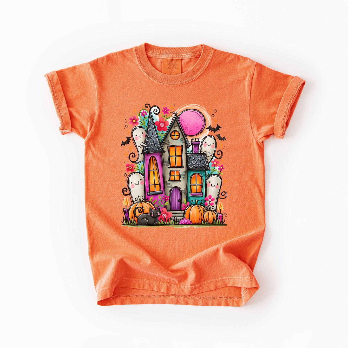 Cute Haunted House Kids Comfort Colors Tee | Youth XS–XL