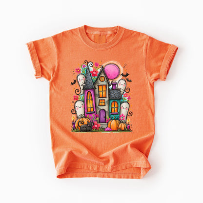 Cute Haunted House Kids Comfort Colors Tee | Youth XS–XL