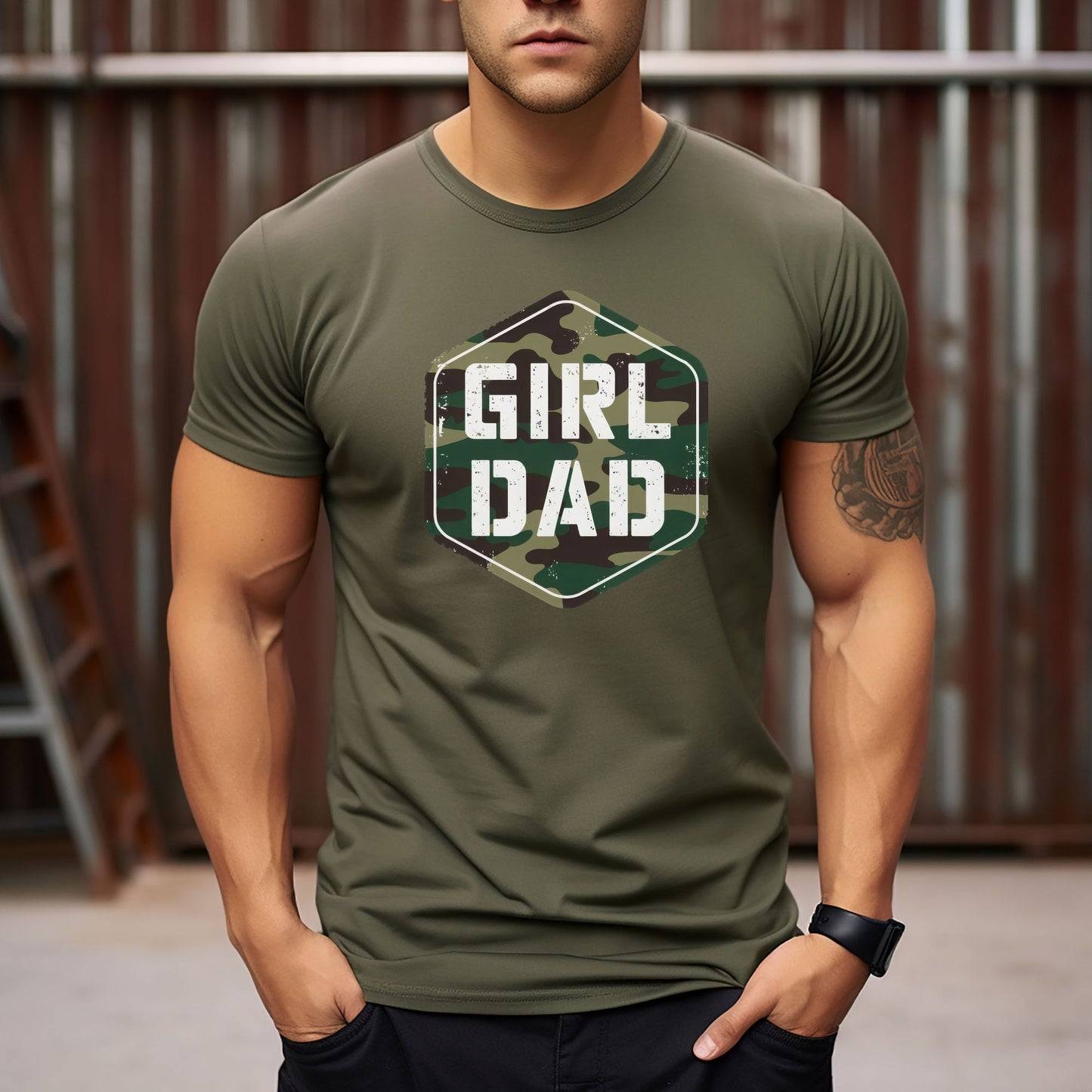 Girl Dad Camo Relaxed Fitted Tee — Bella Canvas 3001