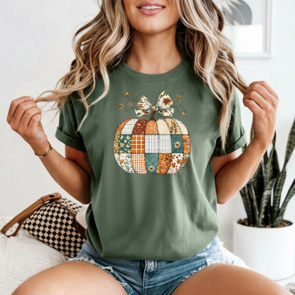 Fall Patchwork Pumpkin Tee | Comfort Colors 1717
