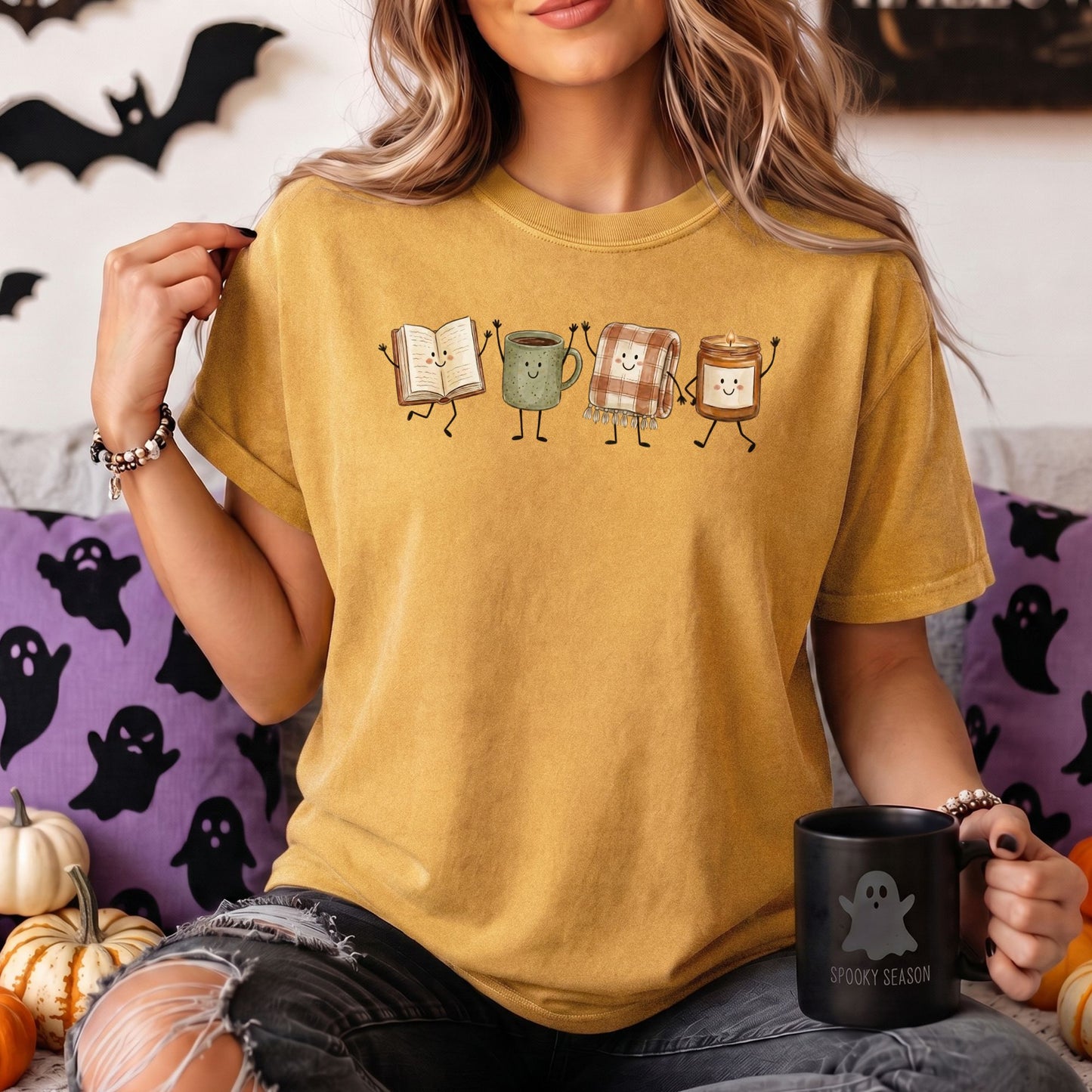 Fall Book Lover Comfort Colors Tee - Fall Doodles