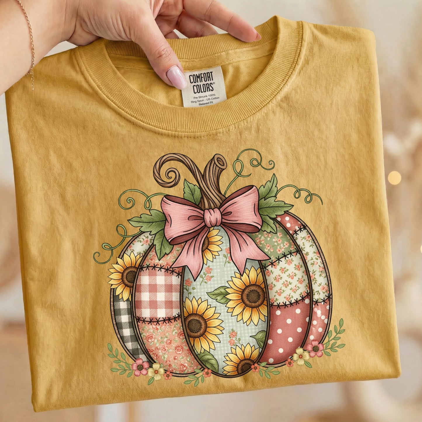 Pink Patchwork Pumpkin Comfort Colors Tee – Peanut Bubba Print Shop