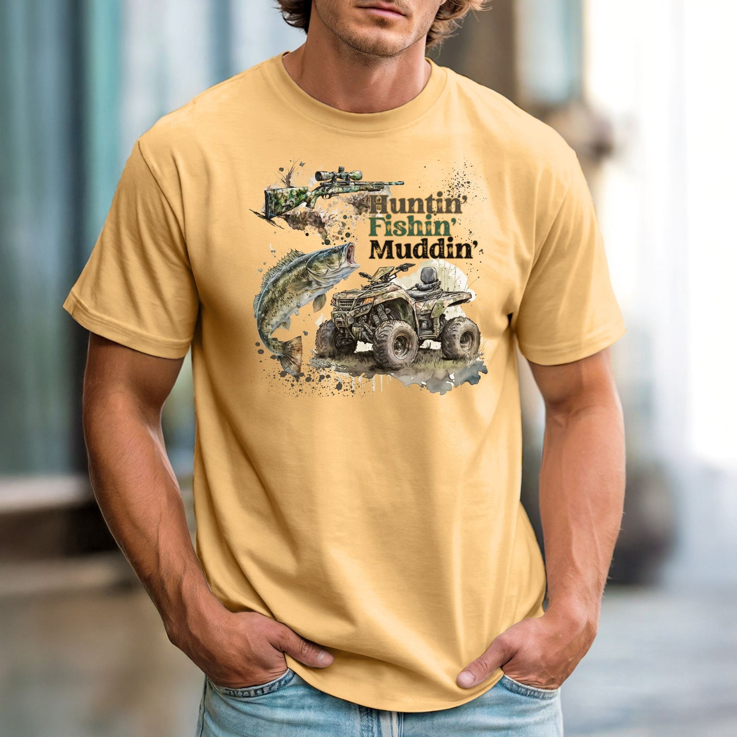 Huntin Fishin Muddin – Comfort Colors 1717 Vintage Heavyweight Tee